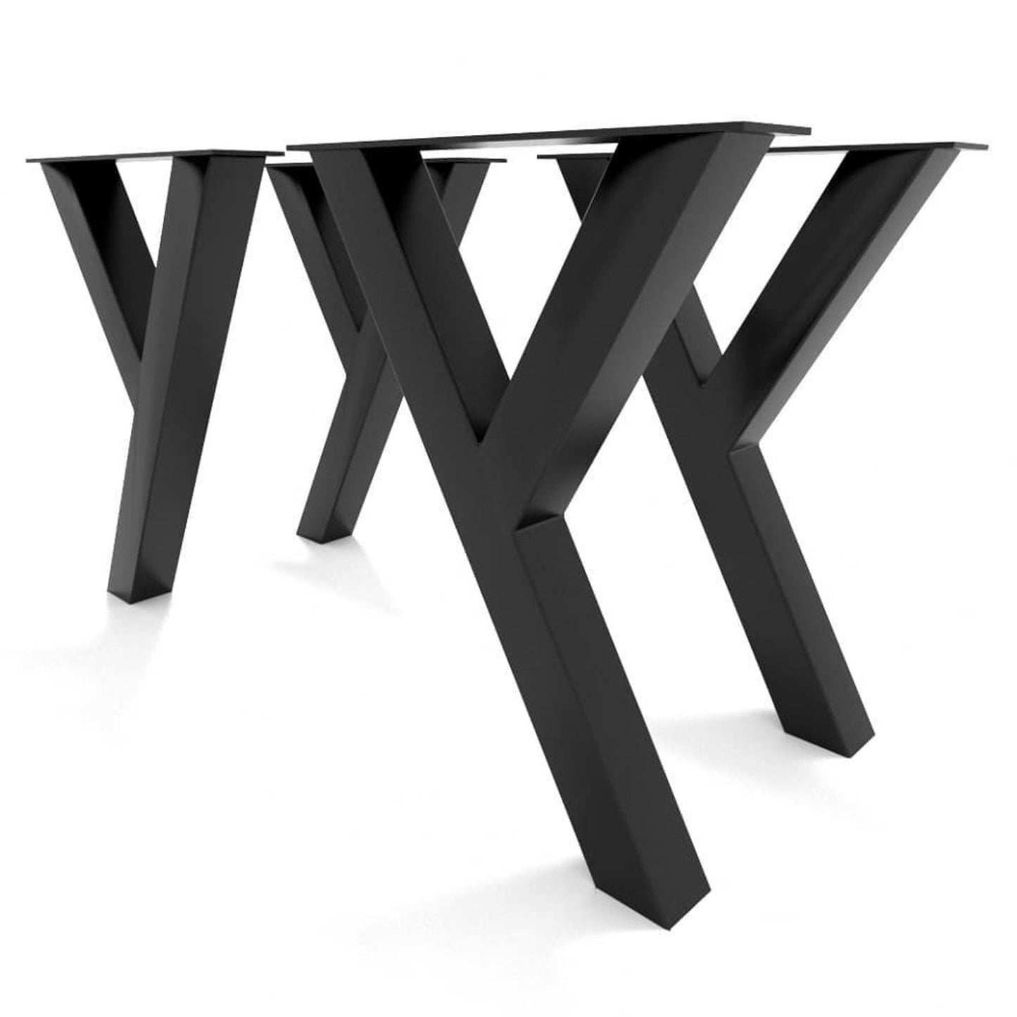 Set 4 picioare metalice pentru masă York, 72 x 55 cm, profil 7 x 7 cm, negru mat