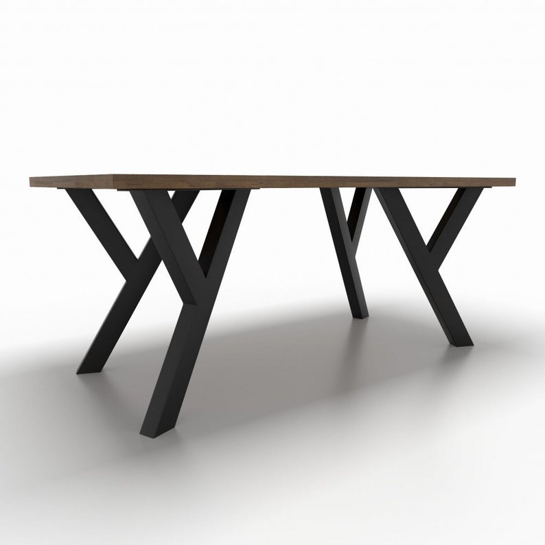 Set 4 picioare metalice pentru masă York, 72 x 55 cm, profil 7 x 7 cm, negru mat