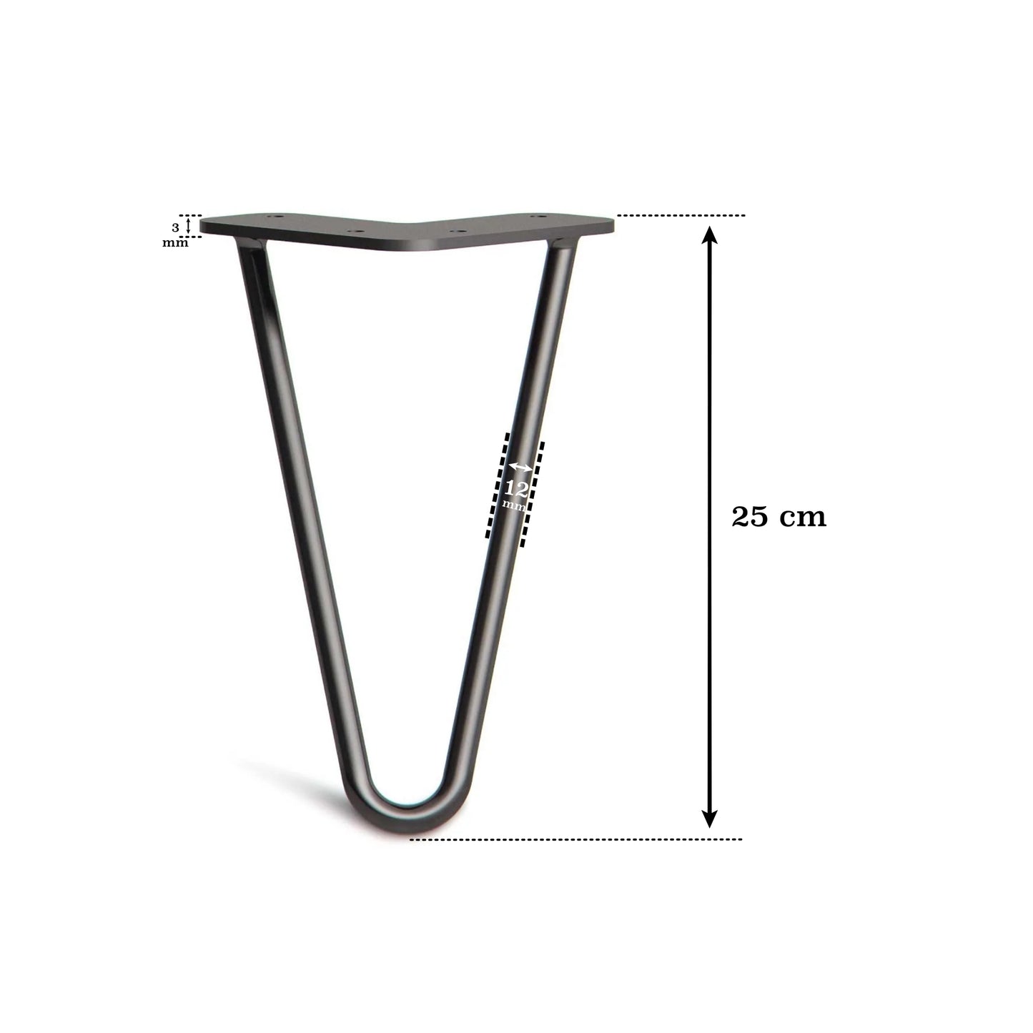 Set 4 picioare metalice masă Hairpin înălțime 25 cm