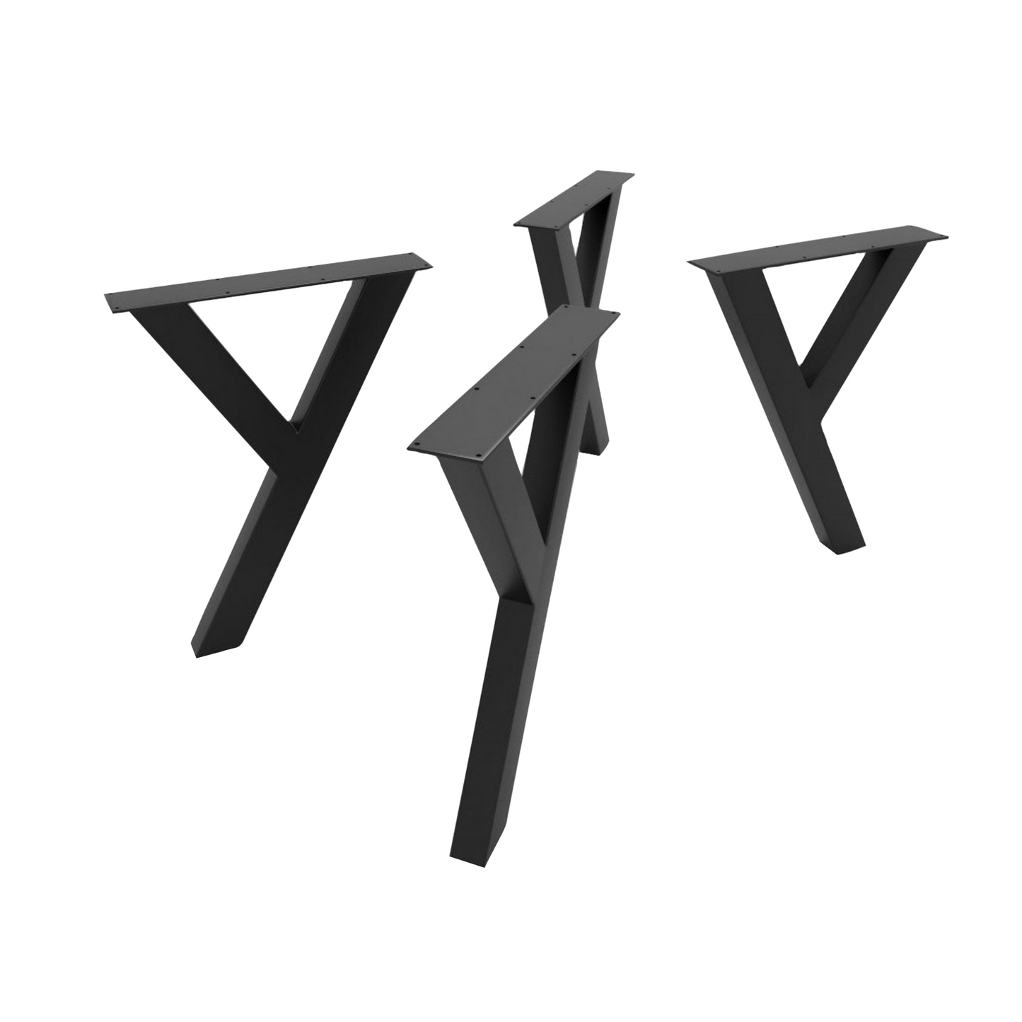 Set 4 picioare metalice pentru masă York, 72 x 55 cm, profil 7 x 7 cm, negru mat